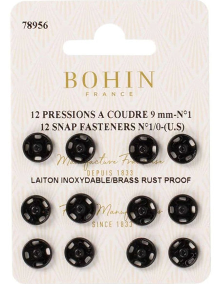 Nähdruckknöpfe 9 mm Bohin - Schwarz