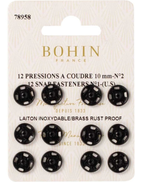 Nähdruckknöpfe 10 mm Bohin - Schwarz