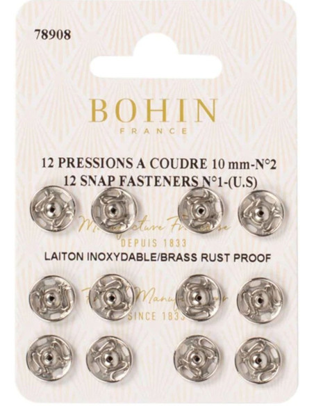 Nähdruckknöpfe 10 mm Bohin - Silber