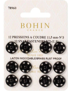 Nähdruckknöpfe 11,5 mm Bohin - Schwarz