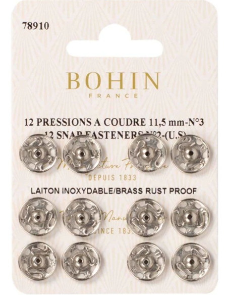 Nähdruckknöpfe 11,5 mm Bohin - Silber