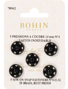 Nähdruckknöpfe 13 mm Bohin - Schwarz
