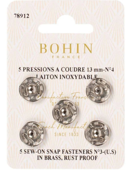 Nähdruckknöpfe 13 mm Bohin - Silber