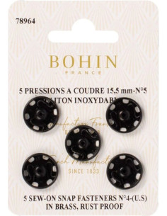Nähdruckknöpfe 15,5 mm Bohin - Schwarz