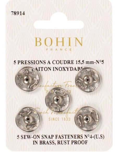 Nähdruckknöpfe 15,5 mm Bohin - Silber
