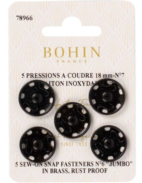 Nähdruckknöpfe 18 mm Bohin - Schwarz