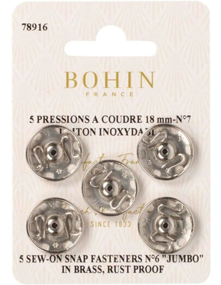 Nähdruckknöpfe 18 mm Bohin - Silber