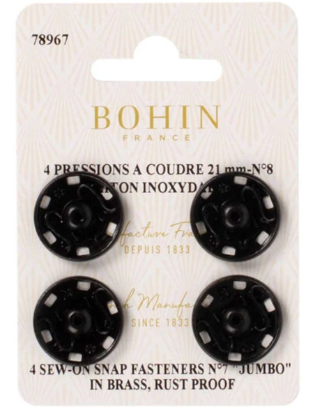 Nähdruckknöpfe 21 mm Bohin - Schwarz