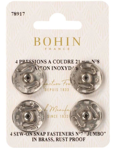 Nähdruckknöpfe 21 mm Bohin - Silber