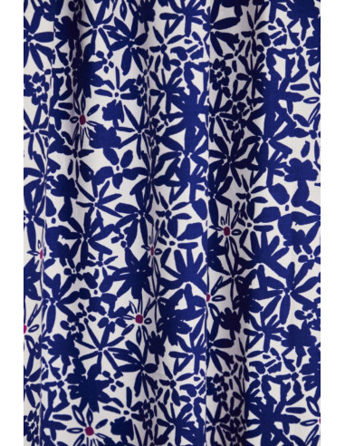 Viskose-Crêpe-Stoff Flowery - Kobaltblau