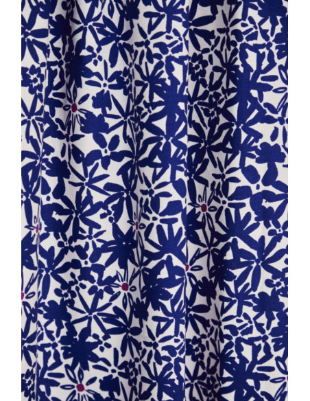 Viskose-Crêpe-Stoff Flowery - Kobaltblau