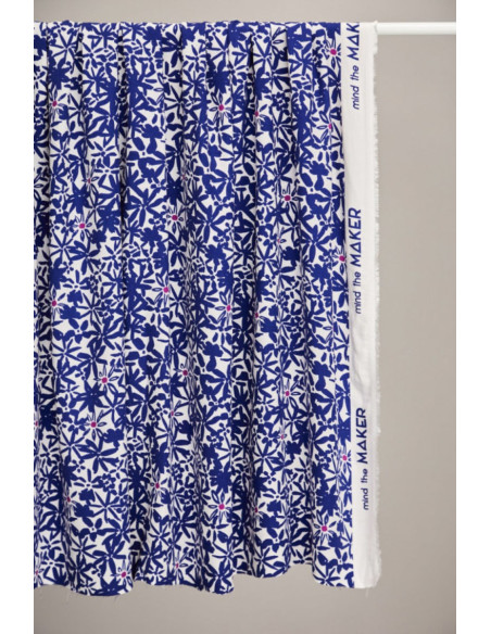 Viskose-Crêpe-Stoff Flowery - Kobaltblau