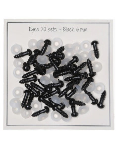Schwarze Sicherheitsaugen 6 mm - 20 Paare