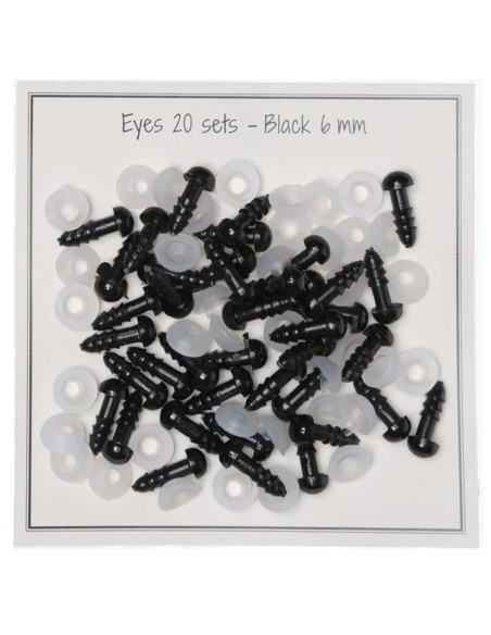 Schwarze Sicherheitsaugen 6 mm - 20 Paare