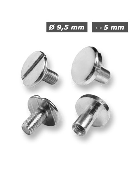 25 Sätze Chicago-Schrauben 9,5 mm x 5 mm - Silber