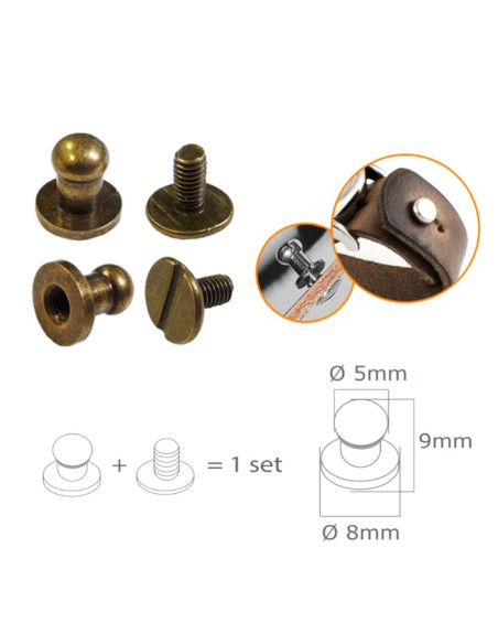 4 Sätze Schraubkragenknöpfe - Bronze
