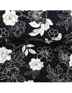 Lycra-Badeanzugstoff - Schwarz-weiße Blumen