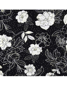 Lycra-Badeanzugstoff - Schwarz-weiße Blumen 2