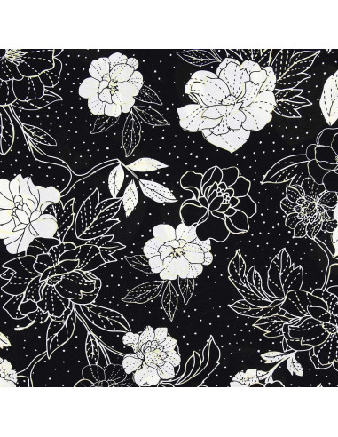 Lycra-Badeanzugstoff - Schwarz-weiße Blumen