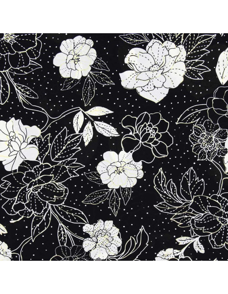Lycra-Badeanzugstoff - Schwarz-weiße Blumen