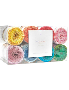Set mit 16 Ricorumi Spin Spin Baumwollknäueln