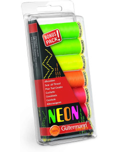 Set mit 7 Nähfäden aus Polyester Gütermann - Neon
