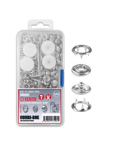 Combi-Box 200 Jersey-Druckknöpfe Baby - Silber 9,7 mm