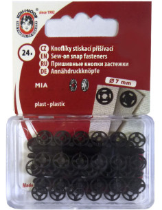 Schwarze Druckknöpfe aus Kunststoff 7 mm