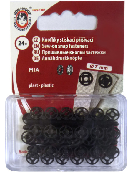 Schwarze Druckknöpfe aus Kunststoff 7 mm