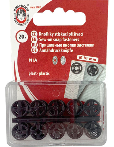 Schwarze Kunststoff-Druckknöpfe 10 mm