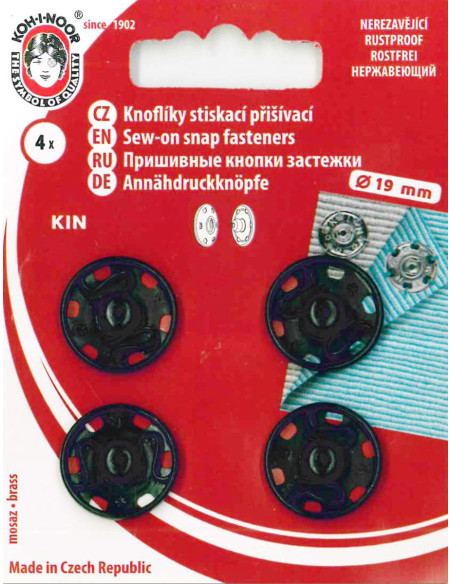 Metall-Druckknöpfe 19 mm - Schwarz