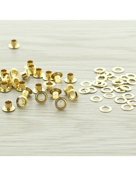Beutel mit 100 Ösen mit Unterlegscheiben 4 mm - Gold