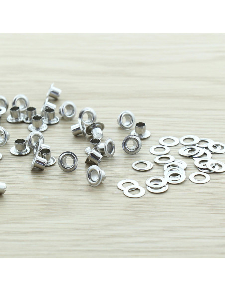Beutel mit 100 Ösen mit Unterlegscheiben 4 mm - Silber