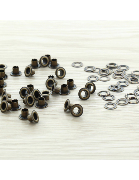 Beutel mit 100 Ösen mit Unterlegscheiben 4 mm - Antikes Messing