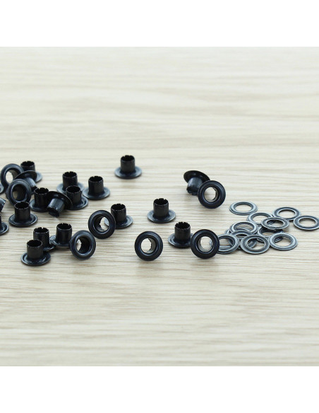 Beutel mit 100 Ösen mit Unterlegscheiben 4 mm - Schwarz