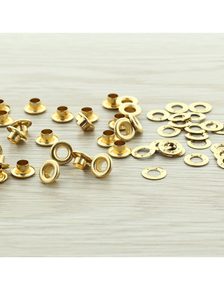 Beutel mit 100 Ösen 5 mm mit Unterlegscheiben - Gold