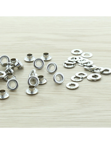 Beutel mit 100 Ösen mit Unterlegscheiben 5 mm - Silber
