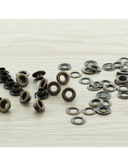 Beutel mit 100 Ösen 5 mm mit Unterlegscheiben - Antikes Messing