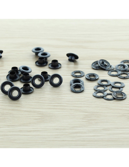 Beutel mit 100 Ösen 5 mm mit Unterlegscheiben - Schwarz