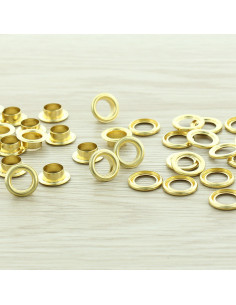 Beutel mit 100 Ösen mit Unterlegscheiben 8 mm - Gold