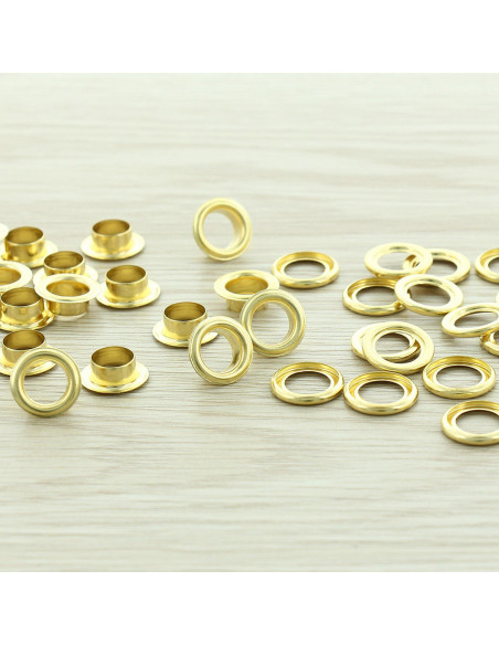 Beutel mit 100 Ösen mit Unterlegscheiben 8 mm - Gold