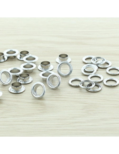 Beutel mit 100 Ösen mit Unterlegscheiben 8 mm - Silber