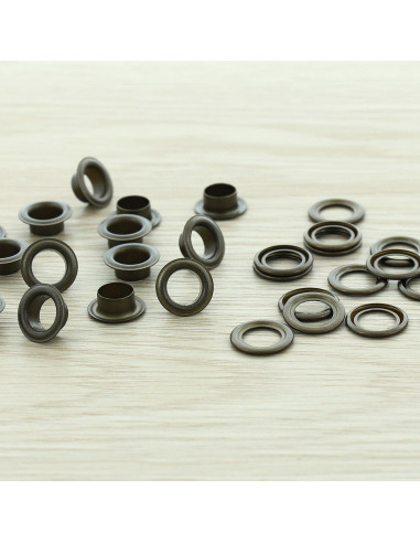 Beutel mit 100 Ösen mit Unterlegscheiben 8 mm - Antikes Messing