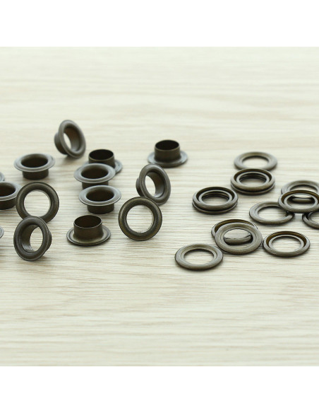 Beutel mit 100 Ösen mit Unterlegscheiben 8 mm - Antikes Messing