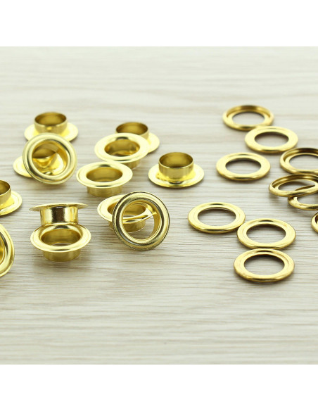 Beutel mit 100 Ösen mit Unterlegscheiben 11 mm - Gold