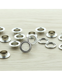 Beutel mit 100 Ösen mit Unterlegscheiben 11 mm - Silber