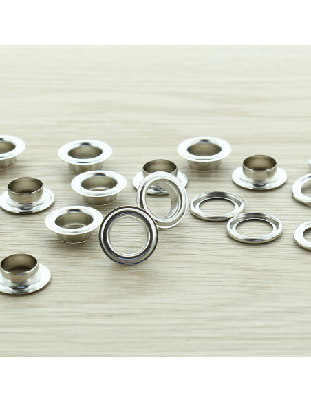 Beutel mit 100 Ösen mit Unterlegscheiben 11 mm - Silber