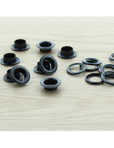 Beutel mit 100 Ösen mit Unterlegscheiben 11 mm - Schwarz