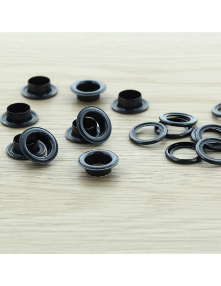 Beutel mit 100 Ösen mit Unterlegscheiben 11 mm - Schwarz