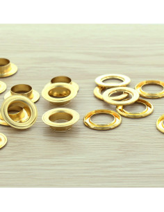 Beutel mit 100 Ösen mit Unterlegscheiben 14 mm - Gold